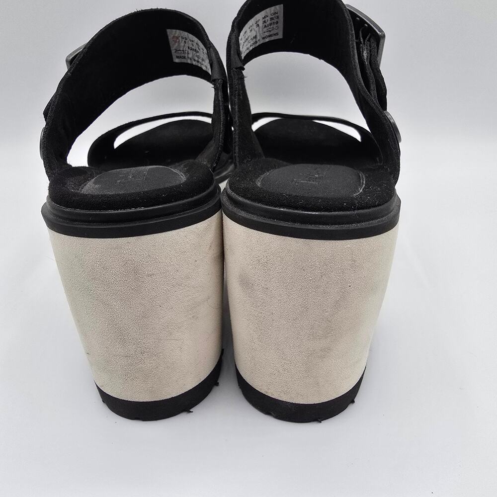 Timberland Koralyn 2 black white strappy buckle foam wedges 8 - Picture 4 of 12